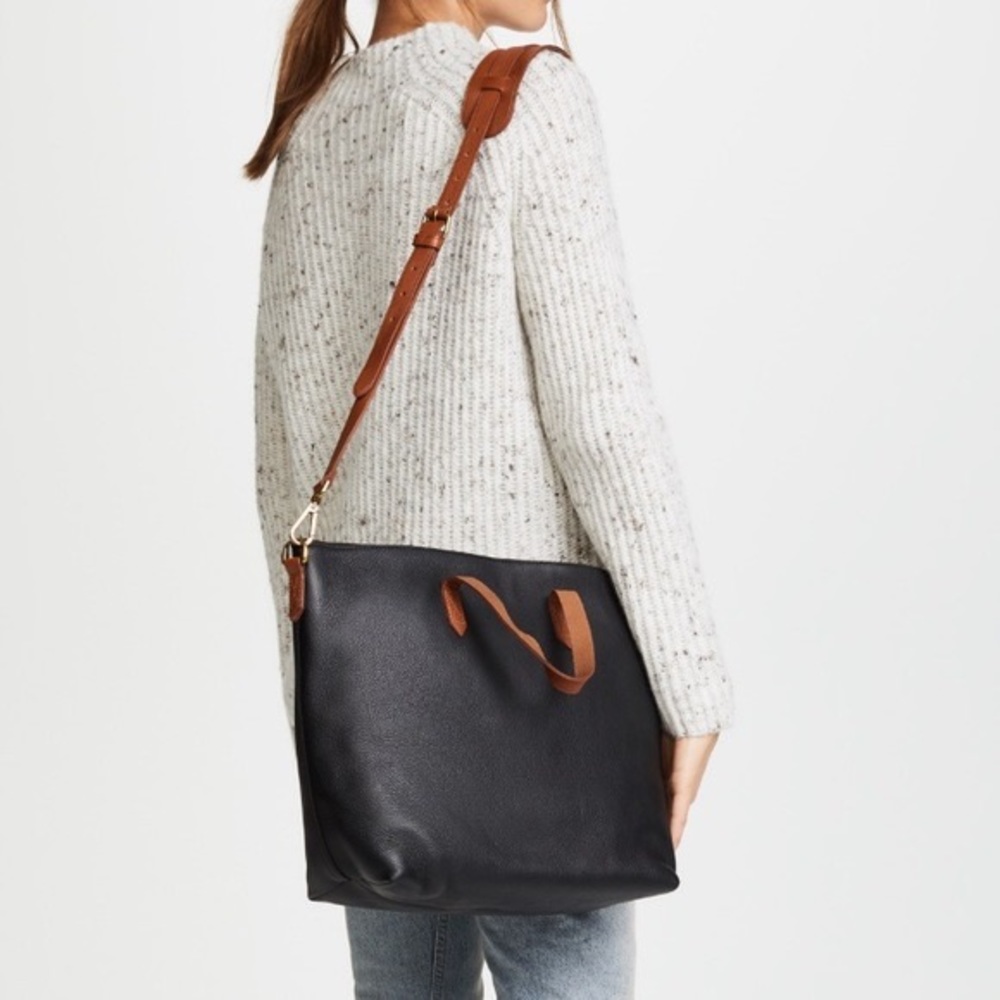Madewell Brown and Black Tote Bag with Leather Accents